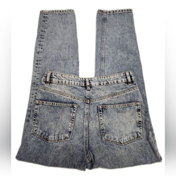 asos 100% cotton acid washed barrel leg super high rise button fly jeans, 28 - Picture 3 of 8